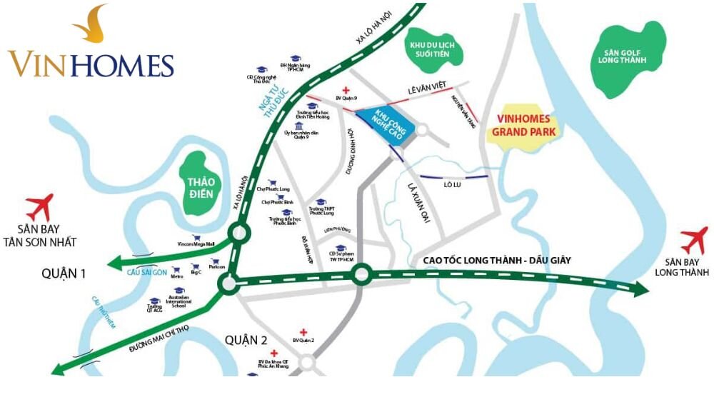 Các cung đường dẫn tới Vinhomes Grand Park